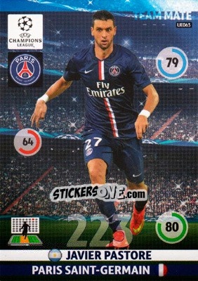 Sticker Javier Pastore - UEFA Champions League 2014-2015. Adrenalyn XL n. UE063 - Panini