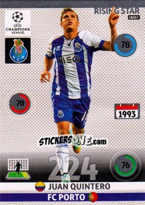 Sticker Juan Quintero - UEFA Champions League 2014-2015. Adrenalyn XL n. UE067 - Panini