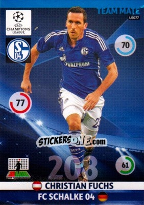 Sticker Christian Fuchs - UEFA Champions League 2014-2015. Adrenalyn XL n. UE077 - Panini