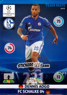 Figurina Dennis Aogo - UEFA Champions League 2014-2015. Adrenalyn XL - Panini