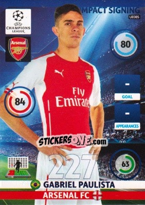 Sticker Gabriel Paulista - UEFA Champions League 2014-2015. Adrenalyn XL n. UE085 - Panini
