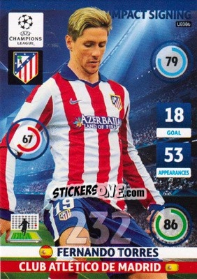 Sticker Fernando Torres - UEFA Champions League 2014-2015. Adrenalyn XL n. UE086 - Panini