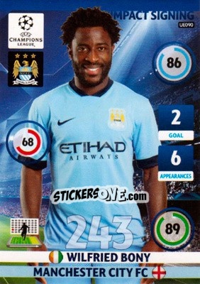 Sticker Wilfried Bony - UEFA Champions League 2014-2015. Adrenalyn XL n. UE090 - Panini