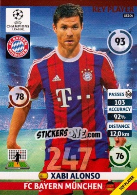 Sticker Xabi Alonso - UEFA Champions League 2014-2015. Adrenalyn XL n. UE106 - Panini
