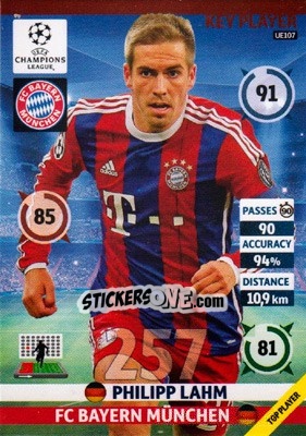 Sticker Philipp Lahm - UEFA Champions League 2014-2015. Adrenalyn XL n. UE107 - Panini