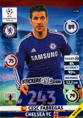 Sticker Cesc Fàbregas - UEFA Champions League 2014-2015. Adrenalyn XL n. UE108 - Panini