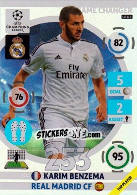 Sticker Karim Benzema - UEFA Champions League 2014-2015. Adrenalyn XL n. UE115 - Panini
