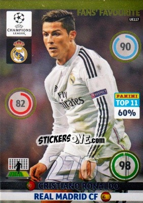 Sticker Cristiano Ronaldo - UEFA Champions League 2014-2015. Adrenalyn XL n. UE117 - Panini