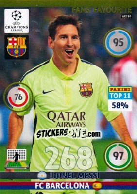 Sticker Lionel Messi - UEFA Champions League 2014-2015. Adrenalyn XL n. UE118 - Panini