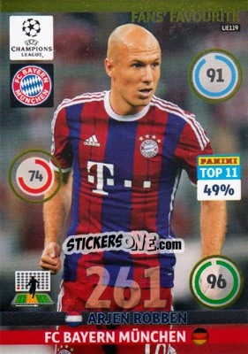 Sticker Arjen Robben - UEFA Champions League 2014-2015. Adrenalyn XL n. UE119 - Panini