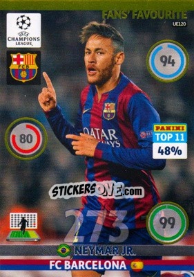 Sticker Neymar Jr. - UEFA Champions League 2014-2015. Adrenalyn XL - Panini