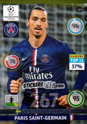 Sticker Zlatan Ibrahimovic - UEFA Champions League 2014-2015. Adrenalyn XL n. UE121 - Panini