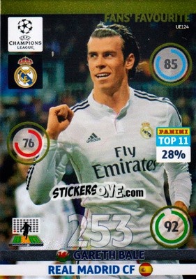 Sticker Gareth Bale - UEFA Champions League 2014-2015. Adrenalyn XL n. UE124 - Panini