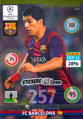 Sticker Luis Suarez - UEFA Champions League 2014-2015. Adrenalyn XL n. UE125 - Panini