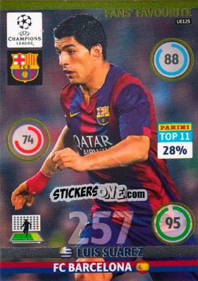 Figurina Luis Suarez - UEFA Champions League 2014-2015. Adrenalyn XL - Panini