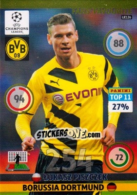 Sticker Lukasz Piszczek - UEFA Champions League 2014-2015. Adrenalyn XL n. UE126 - Panini