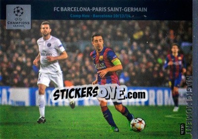 Cromo FC Barcelona - Paris Saint-Germain (Xavi Hernández)