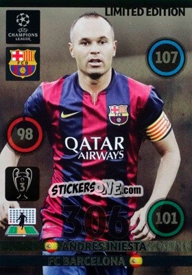 Cromo Andrés Iniesta - UEFA Champions League 2014-2015. Adrenalyn XL - Panini