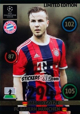 Sticker Mario Götze - UEFA Champions League 2014-2015. Adrenalyn XL n. LE-MG - Panini