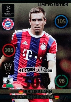 Sticker Philipp Lahm - UEFA Champions League 2014-2015. Adrenalyn XL n. LE-PL - Panini