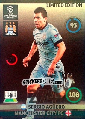 Sticker Sergio Agüero - UEFA Champions League 2014-2015. Adrenalyn XL - Panini