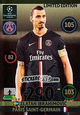 Sticker Zlatan Ibrahimovic - UEFA Champions League 2014-2015. Adrenalyn XL n. LEU-ZI - Panini