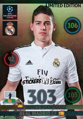 Sticker James Rodríguez - UEFA Champions League 2014-2015. Adrenalyn XL n. XXL-JR - Panini