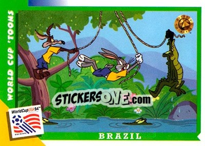 Sticker Brazil - FIFA World Cup USA 1994. Looney Tunes n. 26 - Upper Deck