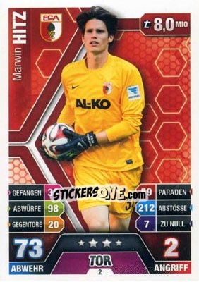 Figurina Marwin Hitz - German Fussball Bundesliga 2014-2015. Match Attax - Topps