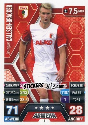 Sticker Jan-Ingwer Callsen-Bracker - German Fussball Bundesliga 2014-2015. Match Attax - Topps