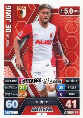 Sticker Marcel de Jong - German Fussball Bundesliga 2014-2015. Match Attax - Topps