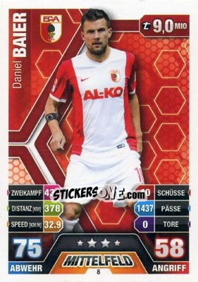 Sticker Daniel Baier - German Fussball Bundesliga 2014-2015. Match Attax - Topps