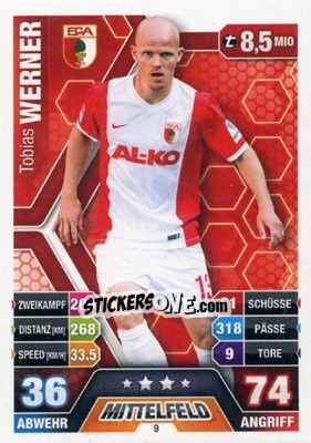 Sticker Tobias Werner - German Fussball Bundesliga 2014-2015. Match Attax - Topps