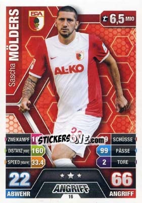 Sticker Sascha Mölders - German Fussball Bundesliga 2014-2015. Match Attax - Topps