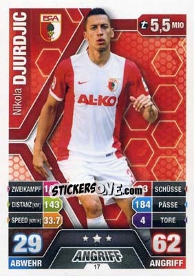 Cromo Nikola Djurdjic - German Fussball Bundesliga 2014-2015. Match Attax - Topps