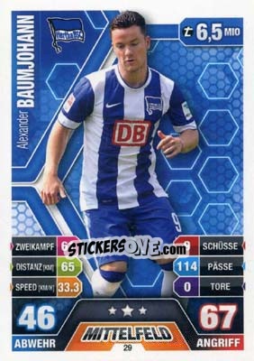 Cromo Alexander Baumjohann - German Fussball Bundesliga 2014-2015. Match Attax - Topps