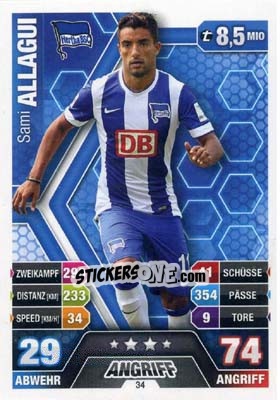 Cromo Sami Allagui - German Fussball Bundesliga 2014-2015. Match Attax - Topps