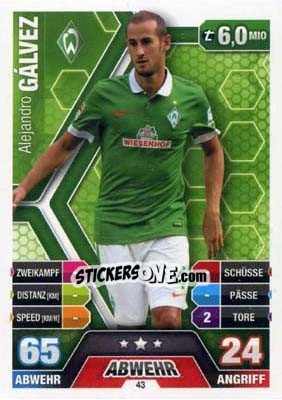 Sticker Alejandro Gálvez - German Fussball Bundesliga 2014-2015. Match Attax - Topps