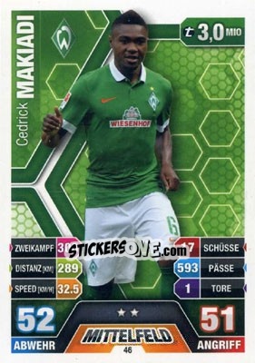 Sticker Cedrick Makiadi - German Fussball Bundesliga 2014-2015. Match Attax - Topps