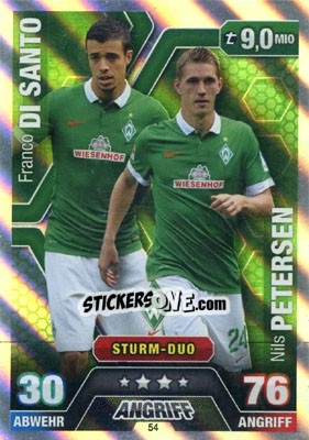 Sticker Franco Di Santo / Nils Petersen - German Fussball Bundesliga 2014-2015. Match Attax n. 54 - Topps