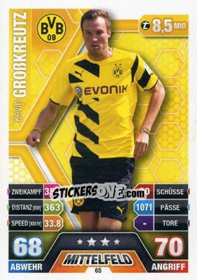 Sticker Kevin Großkreutz - German Fussball Bundesliga 2014-2015. Match Attax n. 65 - Topps
