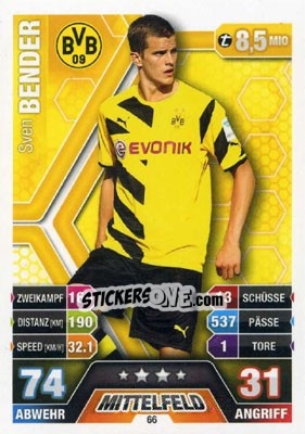 Sticker Sven Bender - German Fussball Bundesliga 2014-2015. Match Attax - Topps