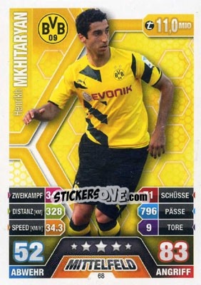 Sticker Henrikh Mkhitaryan - German Fussball Bundesliga 2014-2015. Match Attax n. 68 - Topps