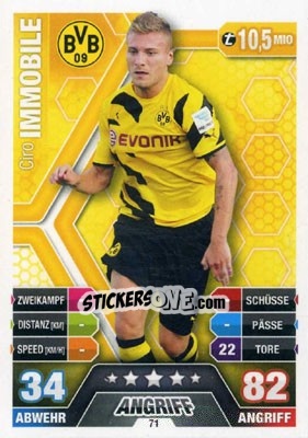 Sticker Ciro Immobile - German Fussball Bundesliga 2014-2015. Match Attax n. 71 - Topps