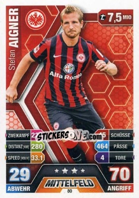 Sticker Stefan Aigner - German Fussball Bundesliga 2014-2015. Match Attax - Topps