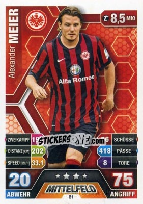 Cromo Alexander Meier - German Fussball Bundesliga 2014-2015. Match Attax - Topps