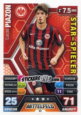 Sticker Lucas Piazón - German Fussball Bundesliga 2014-2015. Match Attax - Topps