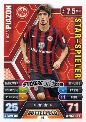 Figurina Lucas Piazón - German Fussball Bundesliga 2014-2015. Match Attax - Topps