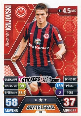 Cromo Aleksandar Ignjovski - German Fussball Bundesliga 2014-2015. Match Attax - Topps