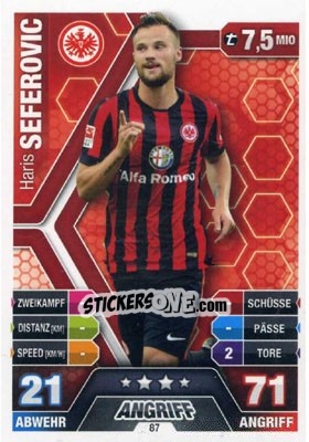 Sticker Haris Seferovic - German Fussball Bundesliga 2014-2015. Match Attax n. 87 - Topps